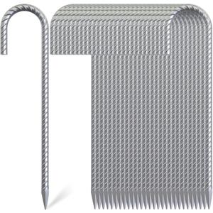 Rebar Stakes 16 Inch, 3/8" Diameter Tent Stakes Heavy Duty 28 Pack, Galvanized Steel Chain Link Fence Stakes Metal Ground Anchors for Outdoor Decorations, Bounce House, Trap, Fencing