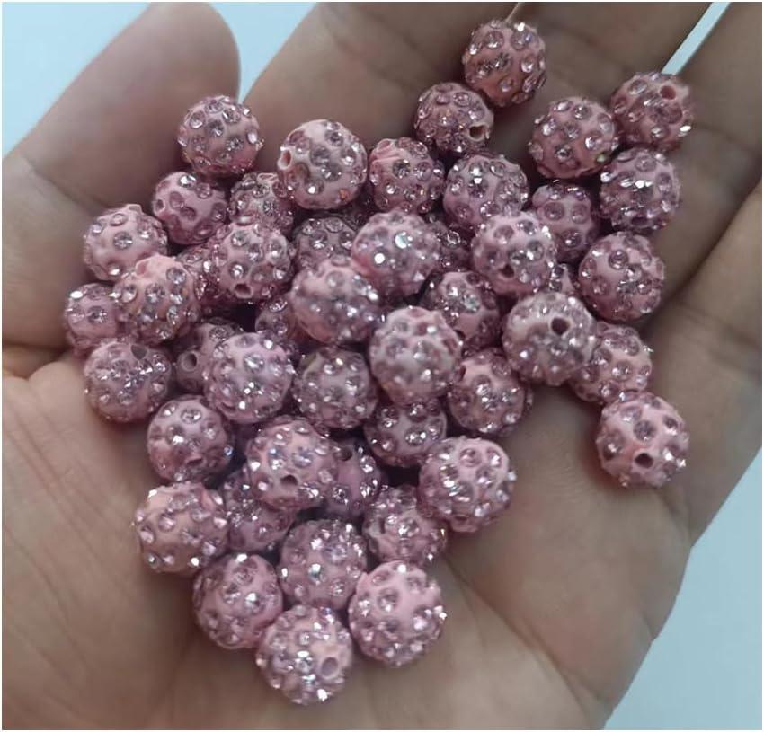 200pcs Rhinestone Clay Beads for Jewelry Making 4mm Shiny Crystal Disco Ball Polymer Clay Round Loose Beads Bulk for DIY Craft Bracelet Necklace Earring,(Pink)
