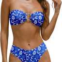 ANRABESS Bikini Sets for Women Bandeau O Ring 2 Piece Swimsuit Floral Halter Tie Back Bathing Suit 2026 Summer Beach Swimwear (Blue, XL)