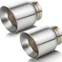A-KARCK Exhaust Tip 3" Inlet Dual Wall, Double Wall Car Tailpipe Tip 3" Inlet 4" Outlet 5" Overall Length Weld On Decorate Car Tailpipe 2 Pack