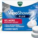 Vicks, VapoShower Plus, Shower Steamers, Eucalyptus Shower Steamer & Menthol Scent, Clean Dissolving Vapor Shower Tablets, Aromatherapy Shower Steamer & Shower Bombs, 12 count