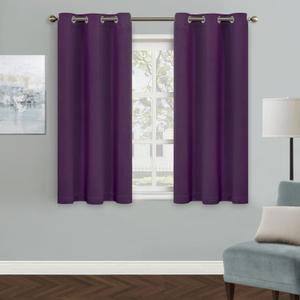 2 pack MYSKY HOME Blackout Curtain for Bedroom, Purple Curtains 45 Inch Long Small Window Curtains Grommet Room Darkening Curtain, Thermal Insulated Curtain, 1 Curtain Panel, 42 x 45 Inch, Purple