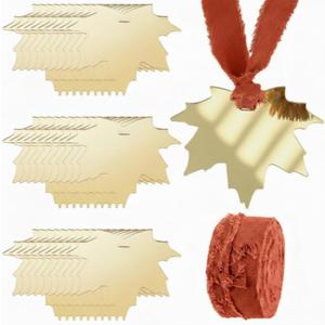 30 Pcs Thanksgiving Name Place Cards Sign Gold Mirror Acrylic Place Cards Gift Tags for Fall Thanksgiving Table Centerpiece Wedding Decor Bridal Brunches Birthday Party(Maple Leaves)