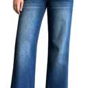 roswear Women's Wide Leg Jeans Casual High Waisted Stretch Baggy Loose Denim Pants (Large, Blue)