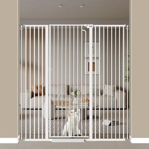 57" Extra Tall Pet Gate for Doorway, 52.7"-57.4" Wide Baby Gate for Cats Walk Through, Auto Close Tall Dog Gates with Door, Child Safety Gate Indoor Stairs, Cat Proof Gate for Doggie, White