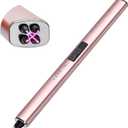 Valentines Day Gifts for Her Women: Electric Candle Lighter Rechargeable USB Mothers Day Birthday Gifts Windproof Flameless Dual Arc Camping Kitchen Lighters for Candle Safety Lock Gift for Mom (Pink)