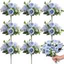 Yunsailing 8 Packs Artificial Peony Flowers Faux Silk Hydrangea Bouquet Vintage Wedding Home Table for Door Decor Reusable Bouquet of Rose Flowers for Valentine Wedding Birthday Party(Blue White)