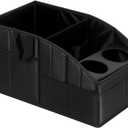 Car Seat Organizer, Premium PU Leather Backseat Car Organizer Keep Tidy,Car Storage with 11 Storage Compartments and 2 Large Size Cup Holders, Passenger Seat Organizer for kids (Carbon Fiber Texture)