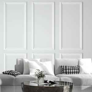 NeatiEase Peel and Stick Wall Molding Kit 6-Frame Pre-Made, Luxe Architectural Wall Moulding Panel Frame, Self-Adhesive Wainscoting Panels, Molding Trim for Interior Walls Doors Home Decor (54"x24") (Width:1.7", White)