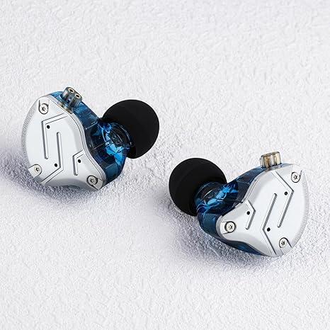 Linsoul KZ ZS10 Pro, 4BA+1DD 5 Driver in Ear Monitor, HiFi Wired Earbuds, Gaming Earbuds, Hybrid IEM Earphones with Stainless Steel Faceplate, Detachable Cable for Musician (with Mic, Blue)