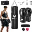 Mesetast Punching Bag for Kids Teenagers, 2.7ft Kids Punching Bag with 8 OZ Boxing Gloves for Youth Boxing MMA Karate Kickboxing - Unfilled