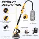 Brushless Drywall Sander, 1200W 10-Amp Popcorn Ceiling Removal Tool with 800-2200RPM 8 Variable Speed 12pcs Sanding Discs Drywall Sander with Vacuum Dust Collector LED Light for Ceiling Sanding