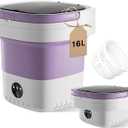Portable Washing Machine, 16L Collapsible Mini Washer with UV-C Light & Spin Basket, 3 Cleaning Modes Small Foldable Laundry Machine for Clothes Underwear Socks Delicates Travel Camping Dorms (Purple)