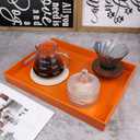 Ornage Serving Tray for Coffee Table, Rectangular Plastic Decorative Tray with Handles for Entertaining, Outdoor Patio, Living Room, Ottoman, Bathroom Counter, 11.8*15.7*1.6