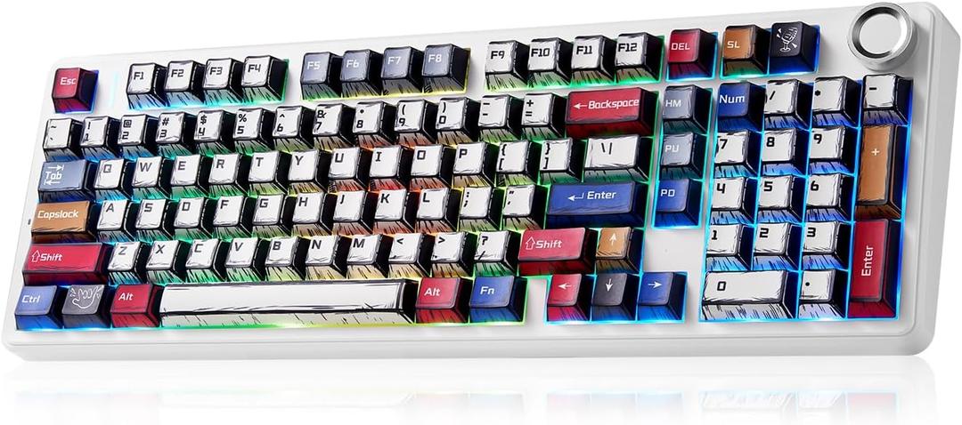 x Aula F99 Pro Mechanical Keyboard, Wireless Gaming Keyboards RGB Backlit Hot Swappable Custom Creamy Bluetooth Computer Keyboard, Tri-Mode BT5.0/2.4GHz/USB-C, Pre-lubed Switches PBT Keycaps
