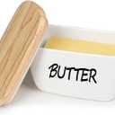 HAOTOP Large Porcelain Butter Dish with Lid Perfect for 4 Stick of Butter (White)