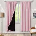 Pink Blackout Curtains for Bedroom Kids Room 2 Panels Set, Full Light Blocking Thermal Insulated Grommet Nursery Window Treatment Drapes with Black Liner, 52x84 Inch