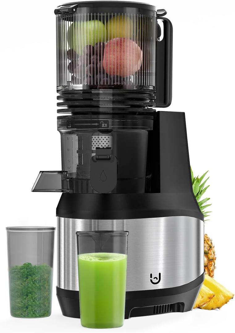 Masticating Juicer Machines, 6.2" Inch Feeding Chute Supports Whole Fruits and Vegetables350W Slow Cold Press JuicerEasy to Clean