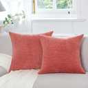 WLNUI Dusty Cedar Pillow Covers 18x18 Inch Set of 2 Luxurious Decorative Chenille Throw Pillow Covers Square Cushion Covers for Couch Sofa Bed Living Room Farmhouse Home Decor