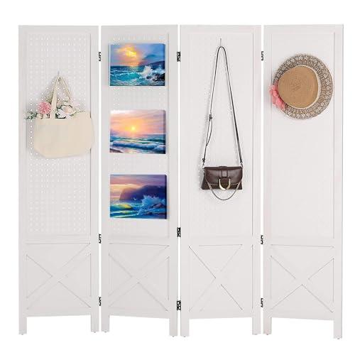 Wnutrees 4 Panel Pegboard Display,5 Ft Folding Privacy Screen Room Divider