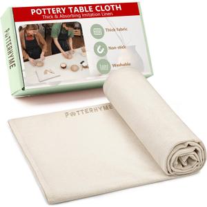Imitation Linen Tablecloth 59x39 Inch Large - Cotton Canvas Drop Cloth Sheet for Table - Versatile Pottery Fabric Sheets for Painting, Ceramics, Wedging/Rolling Potters Clay with Tools (Pack of 1) Imitation Linen Tablecloth 59x39 Inch Large - Cotton Canvas Drop Cloth Sheet for Table - Versatile Pottery Fabric Sheets for Painting, Ceramics, Wedging/Rolling Potters Clay with Tools (Pack of 1)
