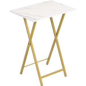 HOOBRO Folding TV Tray Table, Stable Snack Table for Small Space
Portable Sofa Side Desk, Easy Assembly and Storage, Ideal for Snacks and Meals in Living Room, Marble and Gold DM15BZ01