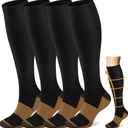 ACTINPUT Copper Compression Socks Men Women Circulation 4 Pairs-Best Support for Nurses,Running,Cycling