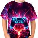 Boys Girls 3D Graphic Tees Unisex Short Sleeve T Shirt Novelty Neon Shirts for Boys 5-14 Years