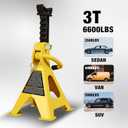 YELLOW JACKET Car Jack Stands 3 Ton with Double Locking and Large Foot Base for Lifting SUVS, Heavy Duty Steel, 6600 lb Capacity, 1 Pair, Yellow