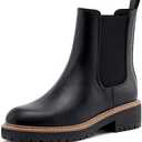 vodvob Women's Chelsea Boots Fashion Slip On Ankle Booties Casual Elastic Chunky Block Booties Size 6,5