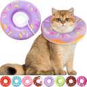 Cat Cone Collar Soft, Cat Recovery Collar for Wound Healing Cute Donut Adjustable Kitten Cones to Stop Licking Comfortable Lightweight Neck Elizabethan Collars for Kittens After Surgery M