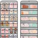 Dual-sided Hanging Baby Shoes Organizer Closet Toddler Shoe Storage Holder for Kids Bow Socks Underwear (GREY)