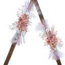 Wedding Arch Flowers, Artificial Flowers for Decoration, Large Flower Swag for Boho Styles Wedding Ceremony Floral Decor - Pack of 2 (Salmon Pink&pampas White)