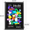 24x36 Poster Frame Black with Black Back Board, Curved Extra Wide Edges, Vintage Style Poster Frame 24x36 inches for Wall Decor.