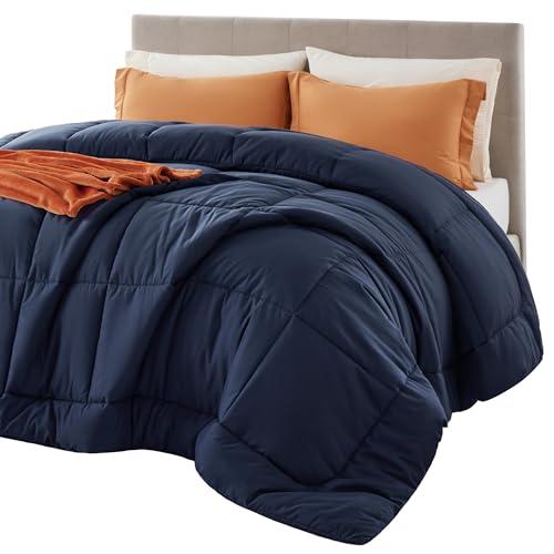 Bedsure Comforter Duvet Insert - Quilted Comforters Full Size, All Season Duvet, GentleSoft Down Alternative Bedding, with 8 Tabs, Gifts for Women/Men, Navy Blue, Full 86 x 82 Inches