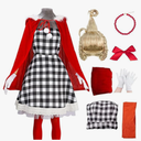 Kuberas Christmas Costumes for Kids Girls 7PCS Christmas Velvet Cape Dress Wig Accessories Halloween Christmas Cosplay Outfit Size 140 kids