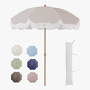 Tempera 7ft Outdoor Patio Umbrella with Carry Bag,Beach Umbrella with Fringe|Vintage Tassel Umbrella with Prime Steel Pole and Ribs Push Button Tilt,Ideal for Garden Lawn,UPF50+