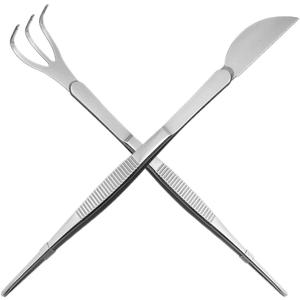 Pack of 2 Stainless Steel Bonsai Tweezers Ergonomic Non-Slip Gardening Tools for Plants for Loosening Removing Dead Leaves and Moss Application for Beginners