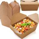 DEAYOU 35 Pack 110 Oz Paper Take Out Food Container, Large Kraft Lunch Meal Takeout Box, Disposable Brown Storage To Go Packaging, Leak and Grease Resistant Paperboard Fast Food Holder, Microwaveble