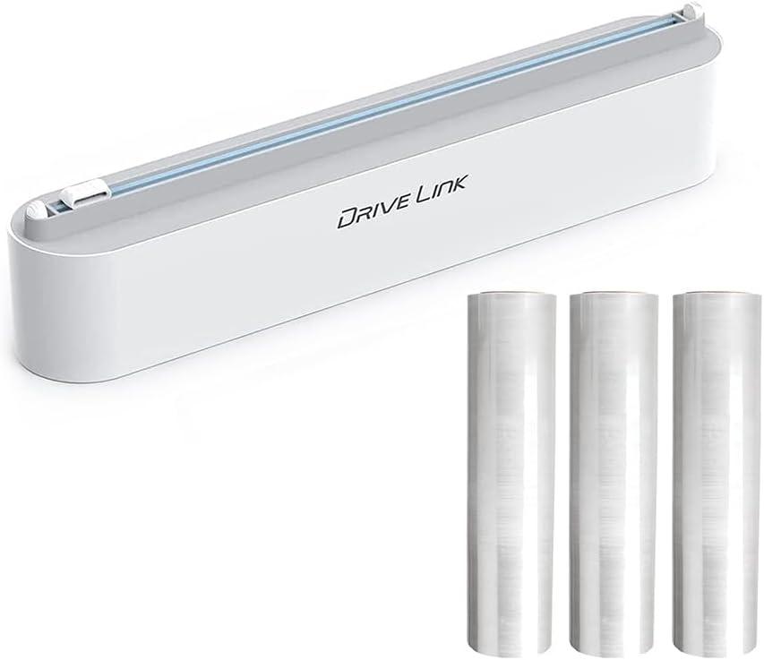 Refillable Magnetic Plastic Wrap Dispenser with Slide Cutter, Plastic Food Wrap 12' x 328' Cling Film (Pack of 2)