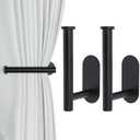 Groleca 2 Pack Adhesive Curtain Holdbacks Curtain Tie Backs Curtain Holdbacks No Drill Curtain Pull Backs Adhesive Curtain Hooks Curtain Holders for Drapes (2, Black)