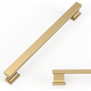 Amerdeco 10 Pack Champagne Bronze Cabinet Pulls 10 Inch(254mm) Hole Centers Kitchen Cabinet Handles Cabinet Hardware Kitchen Handles for Cabinets Cupboard Handles Drawer Pulls ZH00013 (10"/254MM Hole Center)