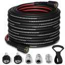 Flexible Pressure Washer Hose 50 FT, 3600 PSI Kink Resistant Power Washer Hose Replacement, 1/4" electric Washer Hose Extension With M22 x 3/8" Quick Connector