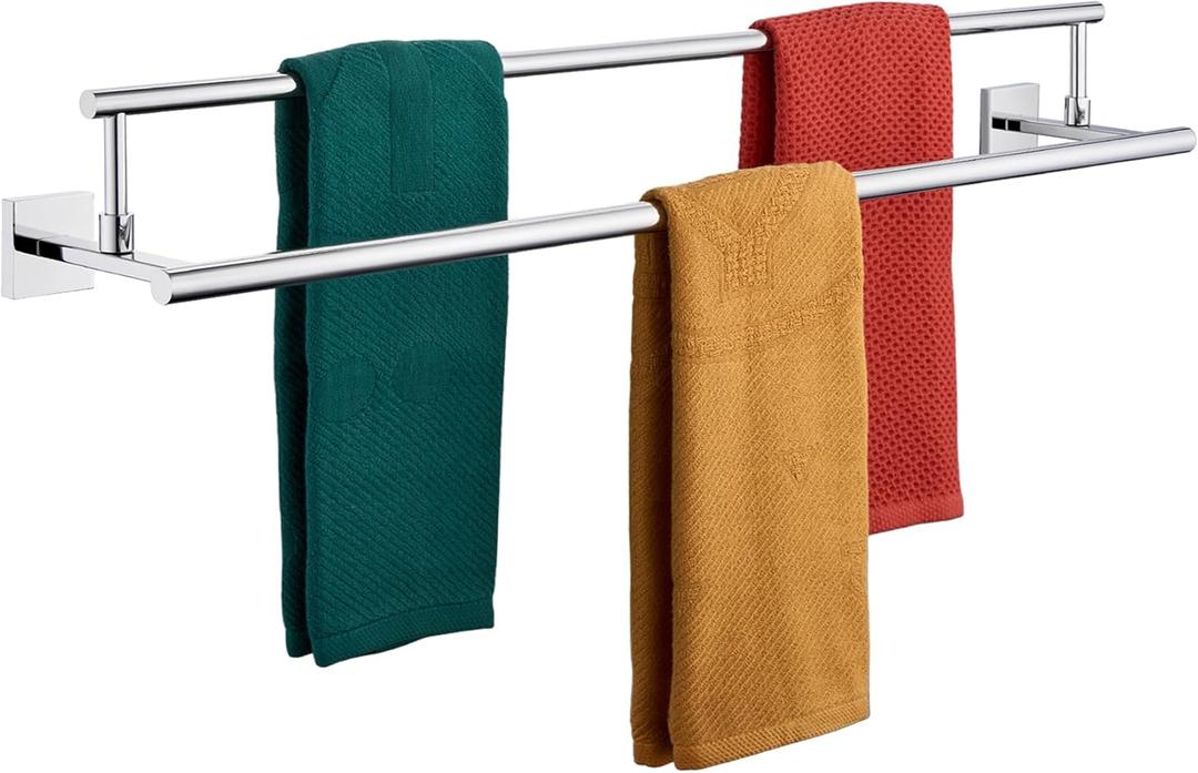 KOKOSIRI Towel Holder Polished Chrome 36 Inch Bathroom Double Bath Towel Bars Kitchen Rack Wall Mounted Stainless Steel B5009CH-L36