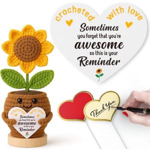 Sunflower Employee Appreciation Gifts Administrative Professional Day Gift for Assistant Coworker, Inspirational Gifts for Women, Encouragement Cheer Up Gift for Best Friends Sister Crochet Sunflower