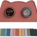 OHMO - Cat Food Mat, Silicone Pet Feeding Mat for Floor Non-Skid Waterproof Dog Water Bowl Tray, Easy to Clean Pet Placemat (Erythrinus, 18 * 9.8'')