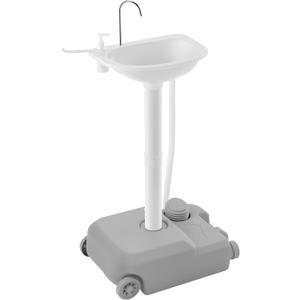Portable Sink Camping Hand Washing Station, 20L Wash Basin Stand with Rolling Wheels, Soap Dispenser, Towel Holder, Handle for Garden, Outdoor, Travel, Boat, Gathering, Worksite (17L)