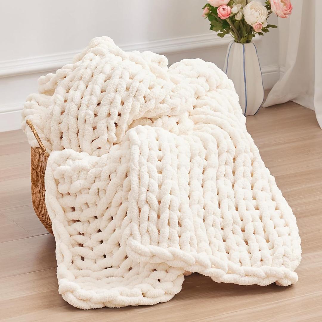 Negwoo Chunky Knit Throw Blanket, Knitted Throw Chenille Yarn, 50"*60", 50"x60"