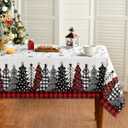 Horaldaily Christmas Tablecloth 6060 Inch Square, Christmas Trees Buffalo Plaid Red Washable Table Cover for Party Picnic Dinner Decor