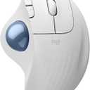 Logitech Ergo M575S Wireless Trackball Mouse, Wireless Ergonomic Mouse with Bluetooth and Encrypted Dongle, Comfortable Thumb Control, Precise and Smooth Tracking, for PC/Mac - Off-White Blue Ball
